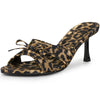 Knot Open Toe Slide Heels Satin Stiletto Heel Sandals for Women