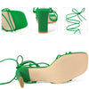 Square Toe Strappy Lace Up Block Heel Sandals for Women