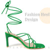 Square Toe Strappy Lace Up Block Heel Sandals for Women