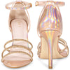 Rhinestone Ankle Strap Stiletto Heel Sandals for Women