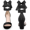Velvet Open Toe Ankle Tie Chunky Heels Sandals for Women