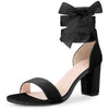 Velvet Open Toe Ankle Tie Chunky Heels Sandals for Women