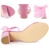Velvet Open Toe Ankle Tie Chunky Heels Sandals for Women