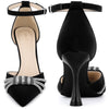 Pointed Toe Ankle Strap Rhinestone Stiletto High Heel Pumps for Women