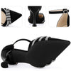 Pointed Toe Ankle Strap Rhinestone Stiletto High Heel Pumps for Women
