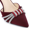 Pointed Toe Ankle Strap Rhinestone Stiletto High Heel Pumps for Women