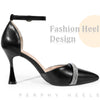 Rhinestone Pointy Toe Ankle Strap Stiletto Heel Pumps for Women