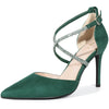 Pointed Toe Crisscross Rhinestone Ankle Strap Stiletto Heel Pumps for Women