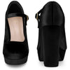 Velvet Ankle Strap Platform Block Heels Mary Janes Pumps for Women
