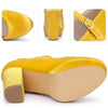 Velvet Ankle Strap Platform Block Heels Mary Janes Pumps for Women