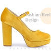 Velvet Ankle Strap Platform Block Heels Mary Janes Pumps for Women