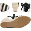 Stripe Lace Up Espadrilles Platform Wedge Sandals for Women