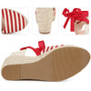 Stripe Lace Up Espadrilles Platform Wedge Sandals for Women
