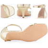 Square Toe Kitten Heel Ankle Strap Sandals for Women