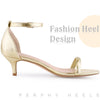 Square Toe Kitten Heel Ankle Strap Sandals for Women