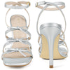 Bow Strappy Square Toe Stiletto Heel Sandals for Women