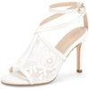 Open Toe Lace Ankle Strap Stiletto Heel Sandals for Women