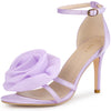 Flower Ankle Strap Stiletto Heel Sandals for Women