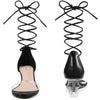 Strap Lace Up Open Toe Clear Wedges Heel Sandals for Women