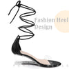 Strap Lace Up Open Toe Clear Wedges Heel Sandals for Women