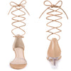 Strap Lace Up Open Toe Clear Wedges Heel Sandals for Women