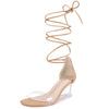 Strap Lace Up Open Toe Clear Wedges Heel Sandals for Women