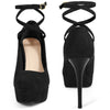 Cross Lace Up Stiletto Heels Platform Pumps for Women
