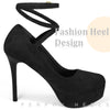 Cross Lace Up Stiletto Heels Platform Pumps for Women