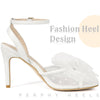 Mesh Bow Ankle Strap Slingback Stiletto Heels Sandals for Women