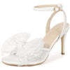 Mesh Bow Ankle Strap Slingback Stiletto Heels Sandals for Women