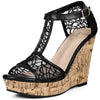 Open Toe Lace Platform Wedges Heel Sandals for Women