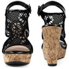 Lace Ankle Strap Platform Wedges Heel Sandals for Women