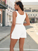Onfers 2 Piece Women Summer Lounge Set Ribbed Knit Crop Tank Tops Short Sets with Pocket Travel Outfits