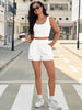 Onfers 2 Piece Women Summer Lounge Set Ribbed Knit Crop Tank Tops Short Sets with Pocket Travel Outfits