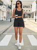 Onfers 2 Piece Women Summer Lounge Set Ribbed Knit Crop Tank Tops Short Sets with Pocket Travel Outfits
