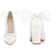 Pointed Toe Lace Block Heel Pumps for Women