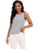 Onfers Womens Striped Tank Top Color Block Side Slits Crewneck Summer Tops Casual Loose Fit Sleeveless Shirts