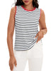 Onfers Womens Striped Tank Top Color Block Side Slits Crewneck Summer Tops Casual Loose Fit Sleeveless Shirts