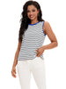 Onfers Womens Striped Tank Top Color Block Side Slits Crewneck Summer Tops Casual Loose Fit Sleeveless Shirts