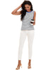 Onfers Womens Striped Tank Top Color Block Side Slits Crewneck Summer Tops Casual Loose Fit Sleeveless Shirts
