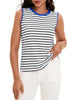 Onfers Womens Striped Tank Top Color Block Side Slits Crewneck Summer Tops Casual Loose Fit Sleeveless Shirts