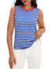 Onfers Womens Striped Tank Top Color Block Side Slits Crewneck Summer Tops Casual Loose Fit Sleeveless Shirts
