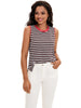 Onfers Womens Striped Tank Top Color Block Side Slits Crewneck Summer Tops Casual Loose Fit Sleeveless Shirts