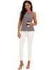 Onfers Womens Striped Tank Top Color Block Side Slits Crewneck Summer Tops Casual Loose Fit Sleeveless Shirts