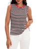 Onfers Womens Striped Tank Top Color Block Side Slits Crewneck Summer Tops Casual Loose Fit Sleeveless Shirts