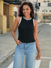Onfers Ribbed Tank Top for Women Summer Crew Neck Color Block Sleeveless Casual Shirts Slim Fitted Tops