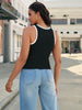 Onfers Ribbed Tank Top for Women Summer Crew Neck Color Block Sleeveless Casual Shirts Slim Fitted Tops