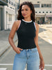 Onfers Ribbed Tank Top for Women Summer Crew Neck Color Block Sleeveless Casual Shirts Slim Fitted Tops