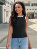 Onfers Ribbed Tank Top for Women Summer Crew Neck Color Block Sleeveless Casual Shirts Slim Fitted Tops