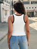 Onfers Ribbed Tank Top for Women Summer Crew Neck Color Block Sleeveless Casual Shirts Slim Fitted Tops
